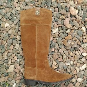 Tory Burch tan suede leather knee high boots sz 11
